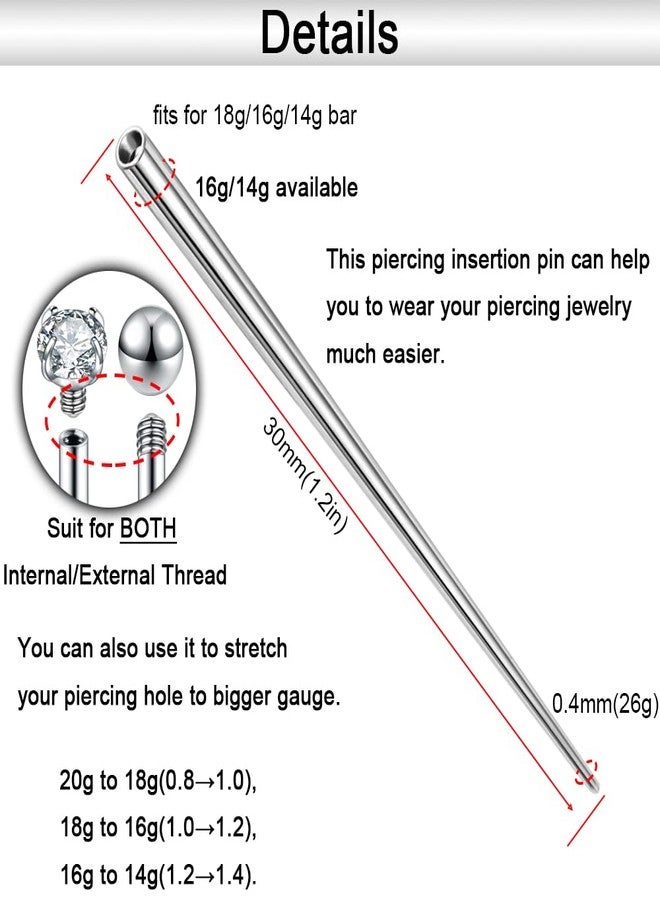 PunkTracker 14g/16g/18g ASTM F136 Titanium Piercing Taper Insertion Pin for Internal Thread Tragus/Helix/Lip/Nose/Helix/Piercing Jewelry Cartilage Earrings Labret Nose Studs Stretcher Assistant Tool - Image 4