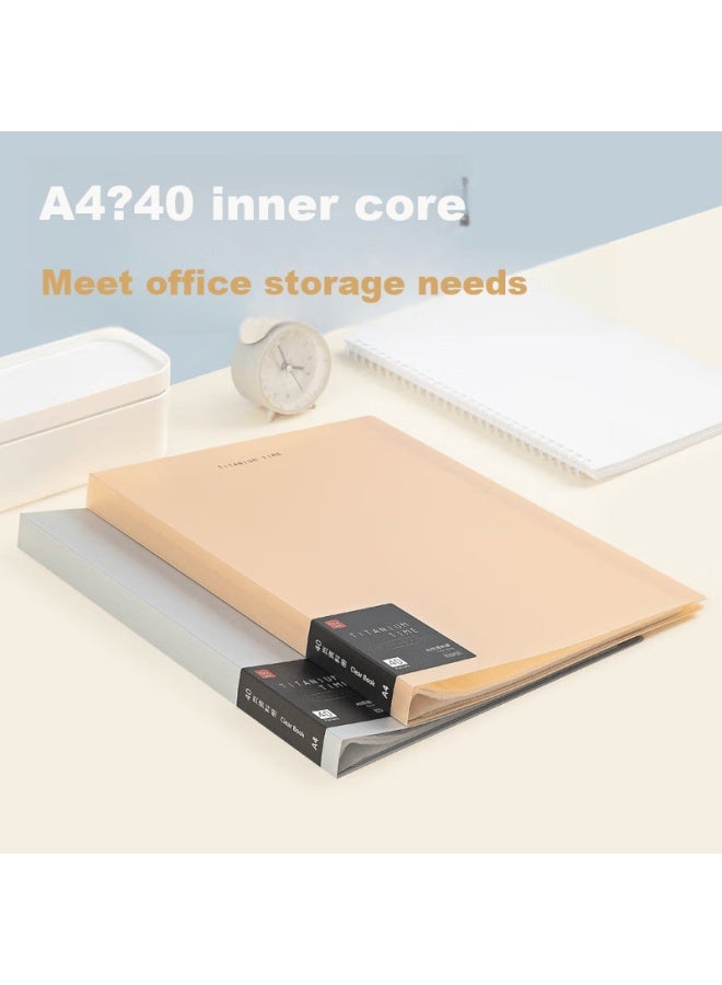Fizz A4/40-page Doent Folder Pp Waterproof File Holder Exam Paper Organizer Classification Storage Bag File Folder Insert Pocket Rose Gold Fz33732 - Image 1