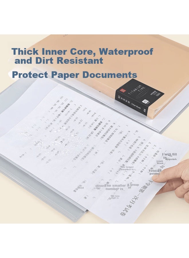 Fizz A4/40-page Doent Folder Pp Waterproof File Holder Exam Paper Organizer Classification Storage Bag File Folder Insert Pocket Rose Gold Fz33732 - Image 3