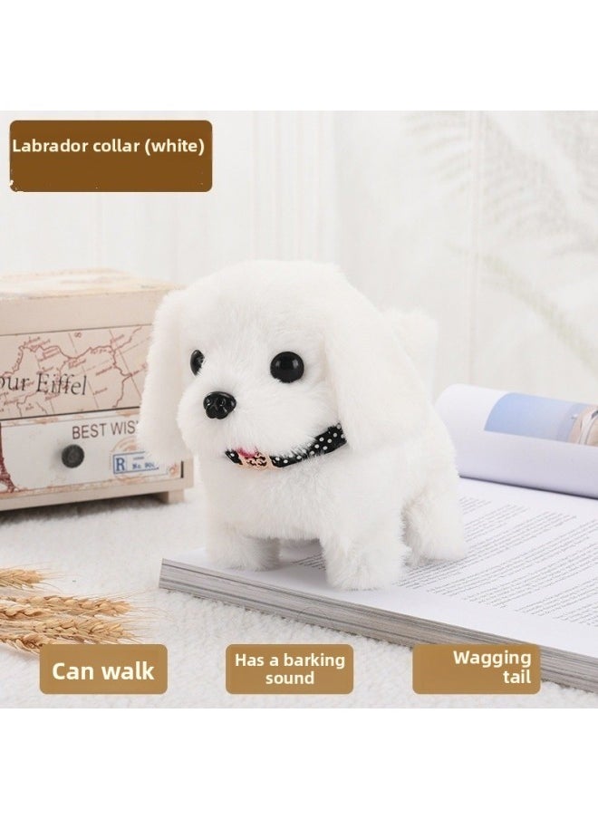 Simulation Plush Toy Dog Children's Toy Can Walk Can Call Electric Puppy Boy Electronic Pet Dog-Color:Labrador White-Specification:Ordinary Battery Ten Collars And Ten Bow Ties  - Image 1