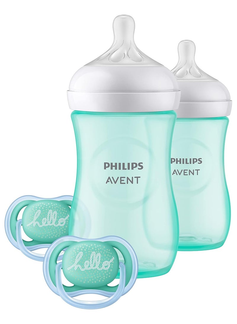 Philips Avent Natural Baby Bottle with Natural Response, Teal Baby Gift Set - Image 1