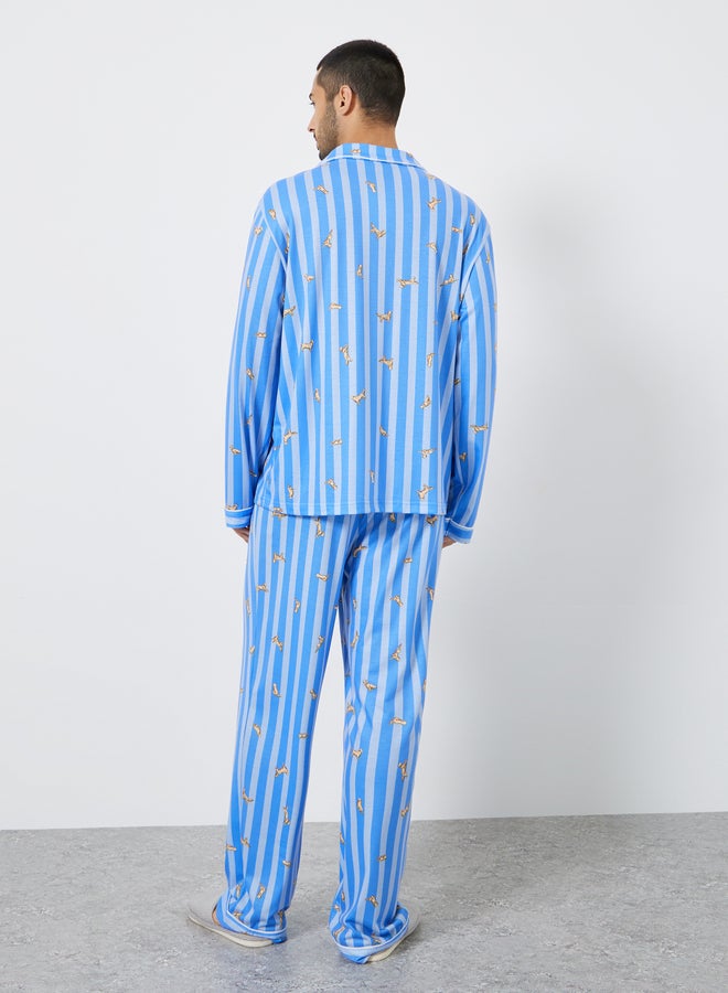 Styli Men Striped Oversized Shirt and Pyjama Set - Image 5