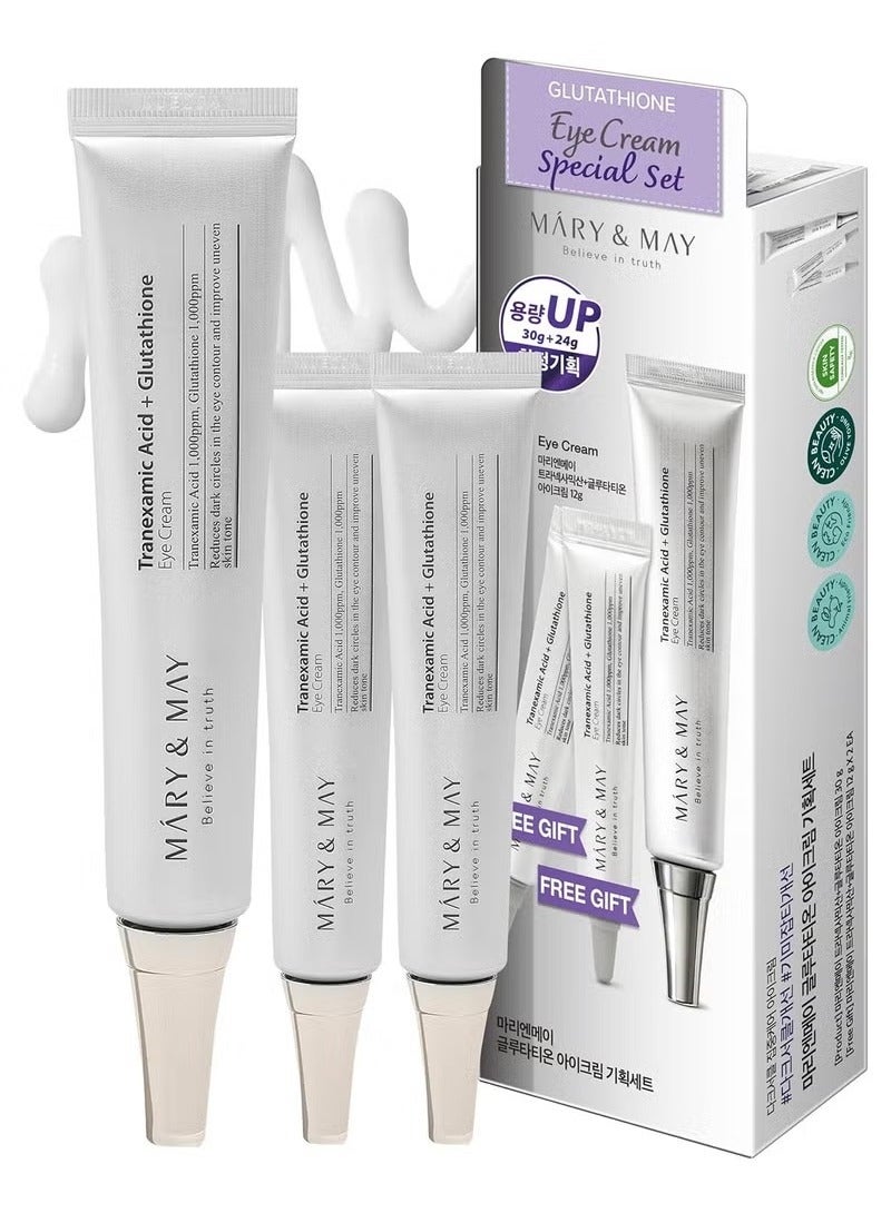 MARY & MAY Mary&May Glutathione Eye Cream Special Set – 30g + 2×12g | Korean Eye Cream for Dark Circles, Brightening & Anti-Aging with Powerful Antioxidants - Image 1