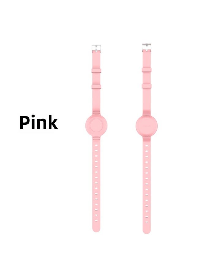 Generic - Suitable For Apple For Apple AirTag Anti-loss Device Silicone Pet Neck Solid Color Simple Long Neck Strap Anti-drop Shell-Color:Pink-Applicable Model:Q92 - Image 1