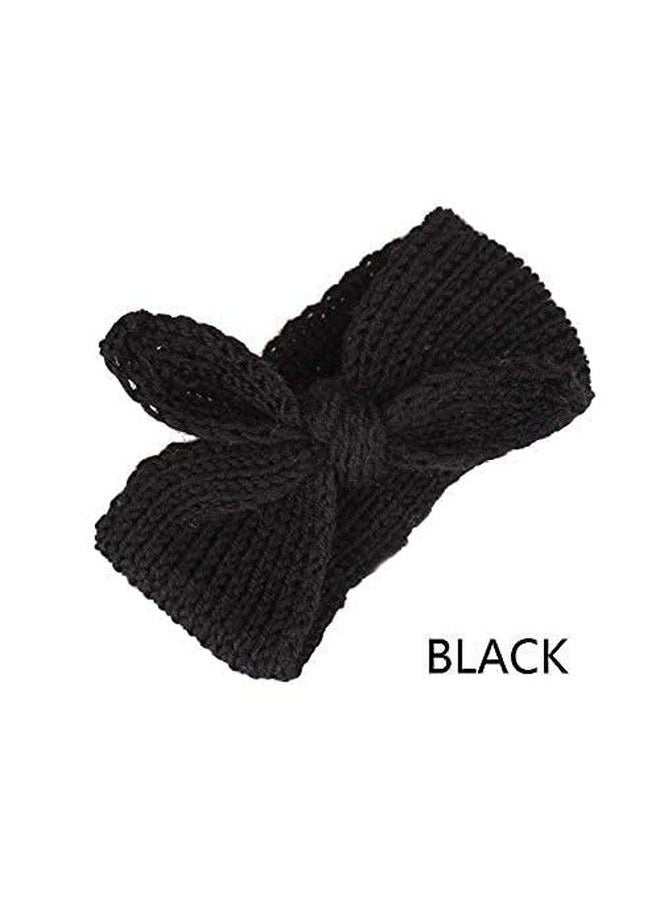 El Regalo - 2 Pcs Turban Wool Headbandwarm Rabbit Knot Hair Band Knit Head Wrap For Baby Girls Newborns And Toddlers (Black & White) - Image 1