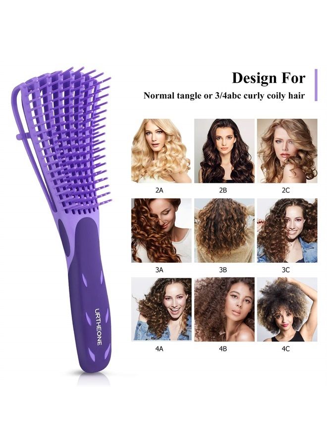URTHEONE Detangling Hair Brush, Detangling brush for Adults and Kids, Comb Set for Kinky Curly Coily and Wavy Hair, For Wet and Dry Hair, Afro American Type 3a-4c, Comfortable Grip(Purple) - Image 4