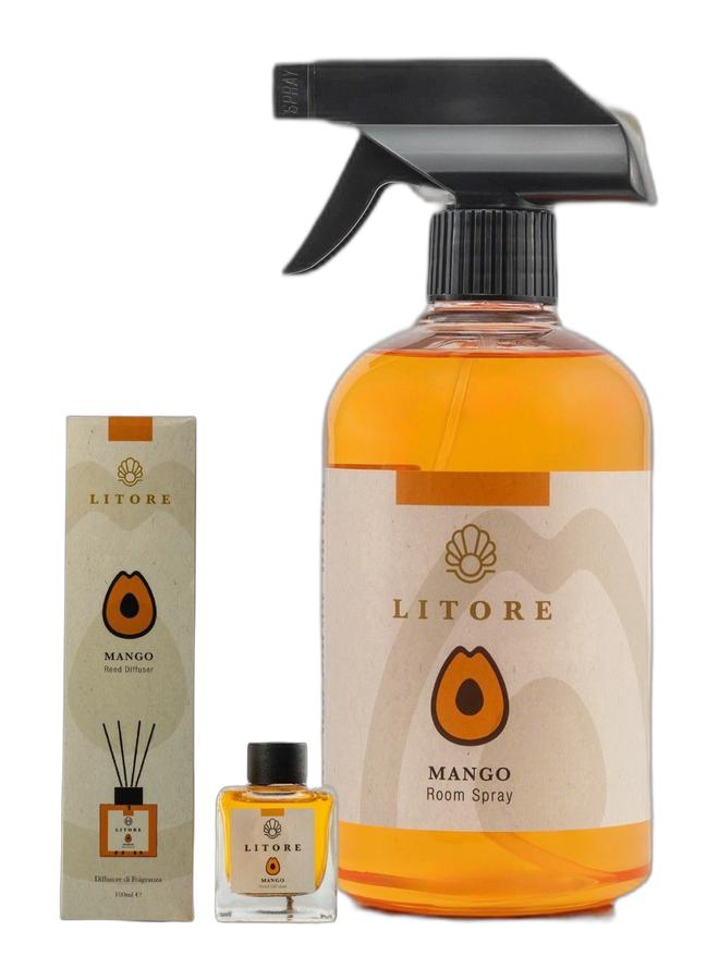 Litore Reed Diffuser & Home Spray Bundle – Mango Fragrance | Long-Lasting Home Fragrance Set | Natural, Elegant & Refreshing Aroma Experience - Image 1