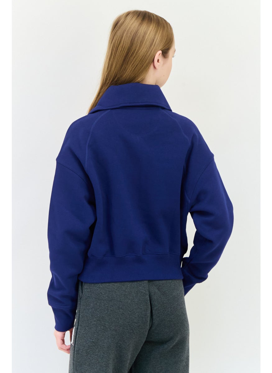 adidas Originals Women Sportswear Fit Long Sleeves Outdoor Sweatshirt, Dark Blue  - Image 2