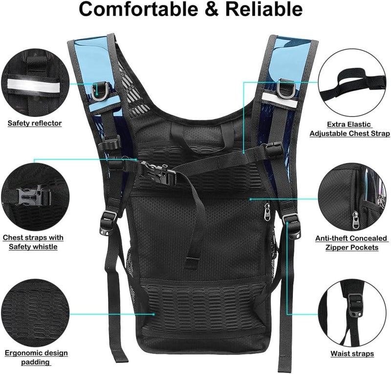 Mothybot Hydration Backpack Pack, Water Backpack 20L Capacities Included 2L Hydration Bladder, Festival Essential - Rave Hydration Pack Hydropack Hydro for Hiking, Running, Biking, Festival Gear - Image 4
