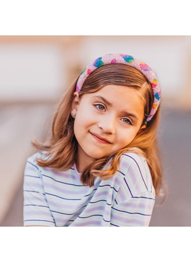 FROG SAC FROG SAC Padded Headbands for Girls - Rhinestone Toddler Hair Accessories, Little Girl Rainbow Heart Hair Bands, Kids Sparkle Head Band, Cute Headband for Back to School  - Image 2