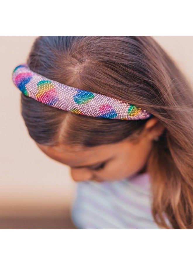 FROG SAC FROG SAC Padded Headbands for Girls - Rhinestone Toddler Hair Accessories, Little Girl Rainbow Heart Hair Bands, Kids Sparkle Head Band, Cute Headband for Back to School  - Image 3