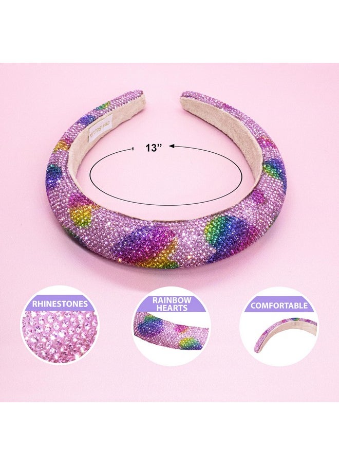 FROG SAC FROG SAC Padded Headbands for Girls - Rhinestone Toddler Hair Accessories, Little Girl Rainbow Heart Hair Bands, Kids Sparkle Head Band, Cute Headband for Back to School  - Image 4