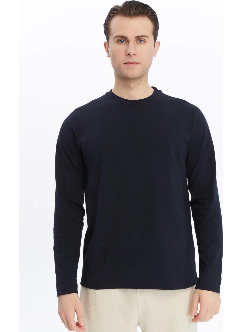 Defy'S Men's Long Sleeve Crew Neck T-Shirt Indigo