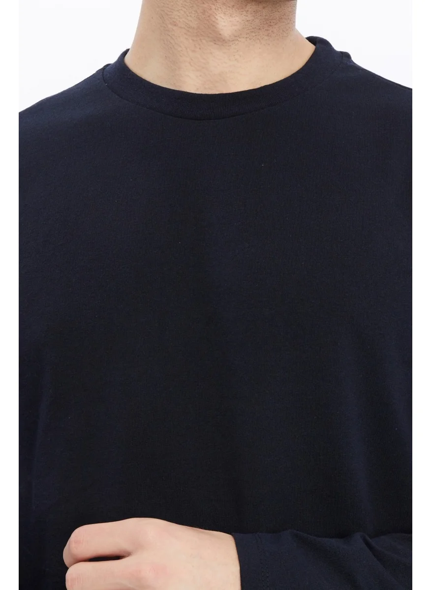 Defy'S Men's Long Sleeve Crew Neck T-Shirt Indigo
