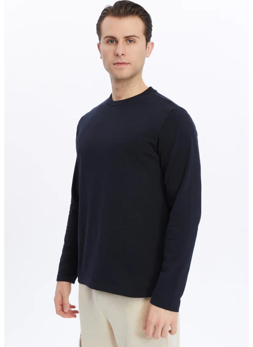 Defy'S Men's Long Sleeve Crew Neck T-Shirt Indigo