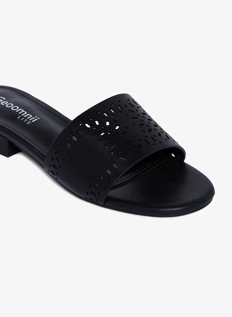 Geoomnii BLACK Geoomnii Flat Sandals for Women – Comfortable Slip-On Casual Summer Sandals for Daily Wear, Walking & Travel for Women | Best Price UAE