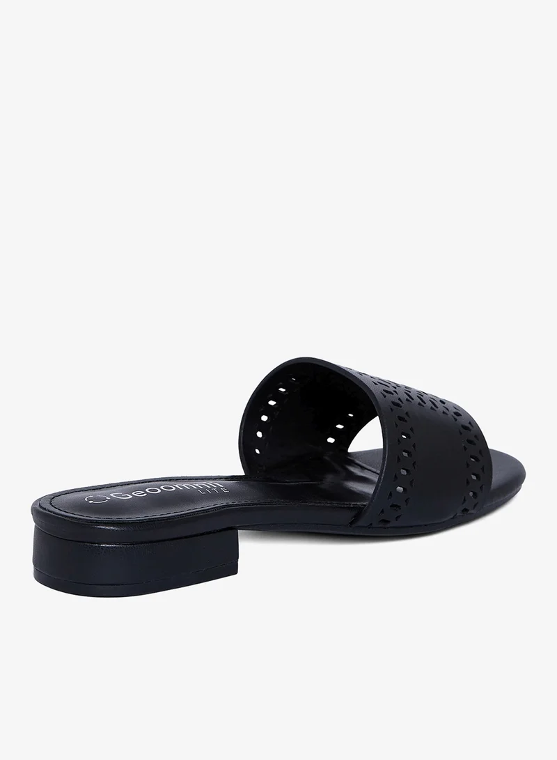 Geoomnii BLACK Geoomnii Flat Sandals for Women – Comfortable Slip-On Casual Summer Sandals for Daily Wear, Walking & Travel for Women | Best Price UAE