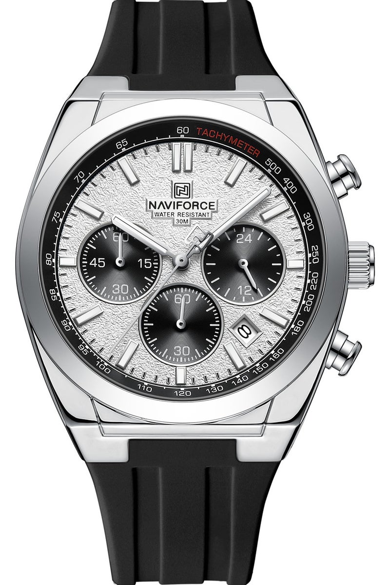 NAVIFORCE New Fumed Silica Band Analog Chronograph Wrist Watch For Men NF8080 S/W/B - Image 1