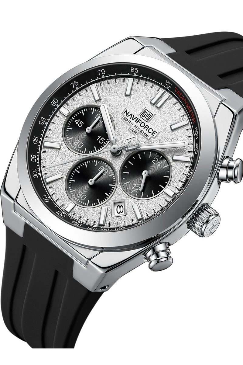 NAVIFORCE New Fumed Silica Band Analog Chronograph Wrist Watch For Men NF8080 S/W/B - Image 2