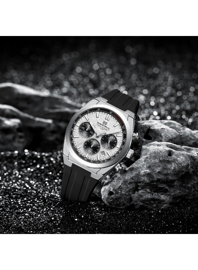 NAVIFORCE New Fumed Silica Band Analog Chronograph Wrist Watch For Men NF8080 S/W/B - Image 3