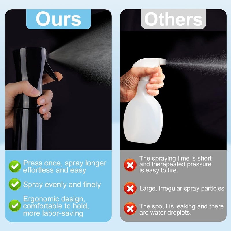 Ballotte زجاجة بخاخ بالوتي برذاذ ناعم، 300 مل، بخاخ مستمر، متعدد الاستخدامات للتنظيف والتصفيف (أسود) - Image 3