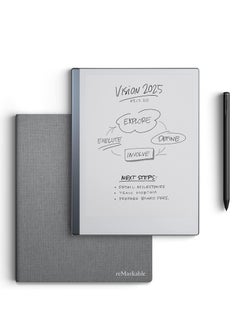 reMarkable Essentials bundle | Includes - reMarkable 2 Paper Tablet 10.3" Gray with Marker Plus Black & Book Folio Polymer Weave Gray