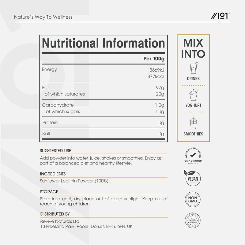 ALPHA01 Sunflower Lecithin Powder 100g â€“ De-Oiled 97% Essential Fat â€“ Premium Quality â€“ Resealable and Recyclable Pouch by Alpha01 - Image 3