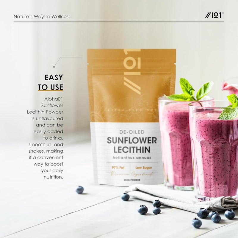 ALPHA01 Sunflower Lecithin Powder 100g â€“ De-Oiled 97% Essential Fat â€“ Premium Quality â€“ Resealable and Recyclable Pouch by Alpha01 - Image 5