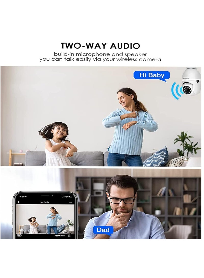 ELTRAZONE WiFi Light Bulb Camera 360 Degree Wireless Outdoor Security Camera Home Surveillance Cam with 1080P Color Night Vision Human Motion Detection(4-PCS) - Image 3