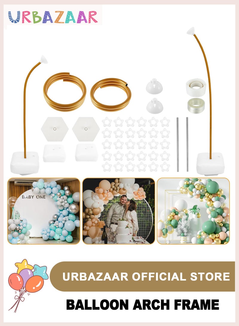 URbazaar Balloon Arch Kit 59IN & 98.4IN, Free Bending Half Balloon Arch Stand with Base, Floor Gold Balloon Arch Frame Backdrop for Wedding Birthday Party Baby Shower Yard Lawn Home Decorations - Image 1