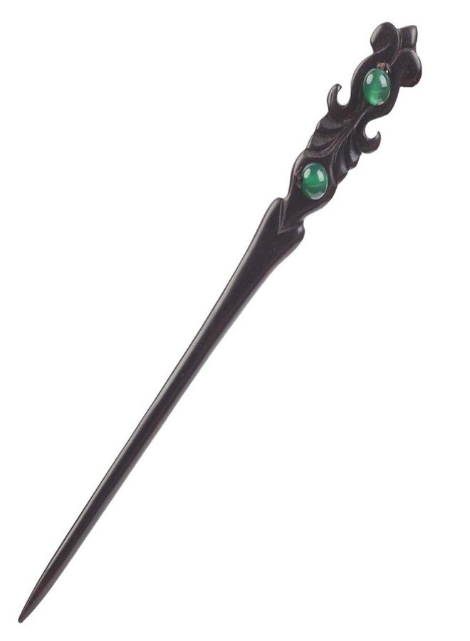 TOP SEWING Ebony Double-faced Jade Sword Hairpins Handmade Carved Wooden 7.08" Hair Sticks for Women Chinese Hair Chopsticks for Long hair 1 Pack - Image 1