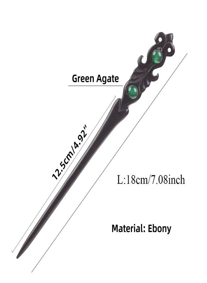 TOP SEWING Ebony Double-faced Jade Sword Hairpins Handmade Carved Wooden 7.08" Hair Sticks for Women Chinese Hair Chopsticks for Long hair 1 Pack - Image 5