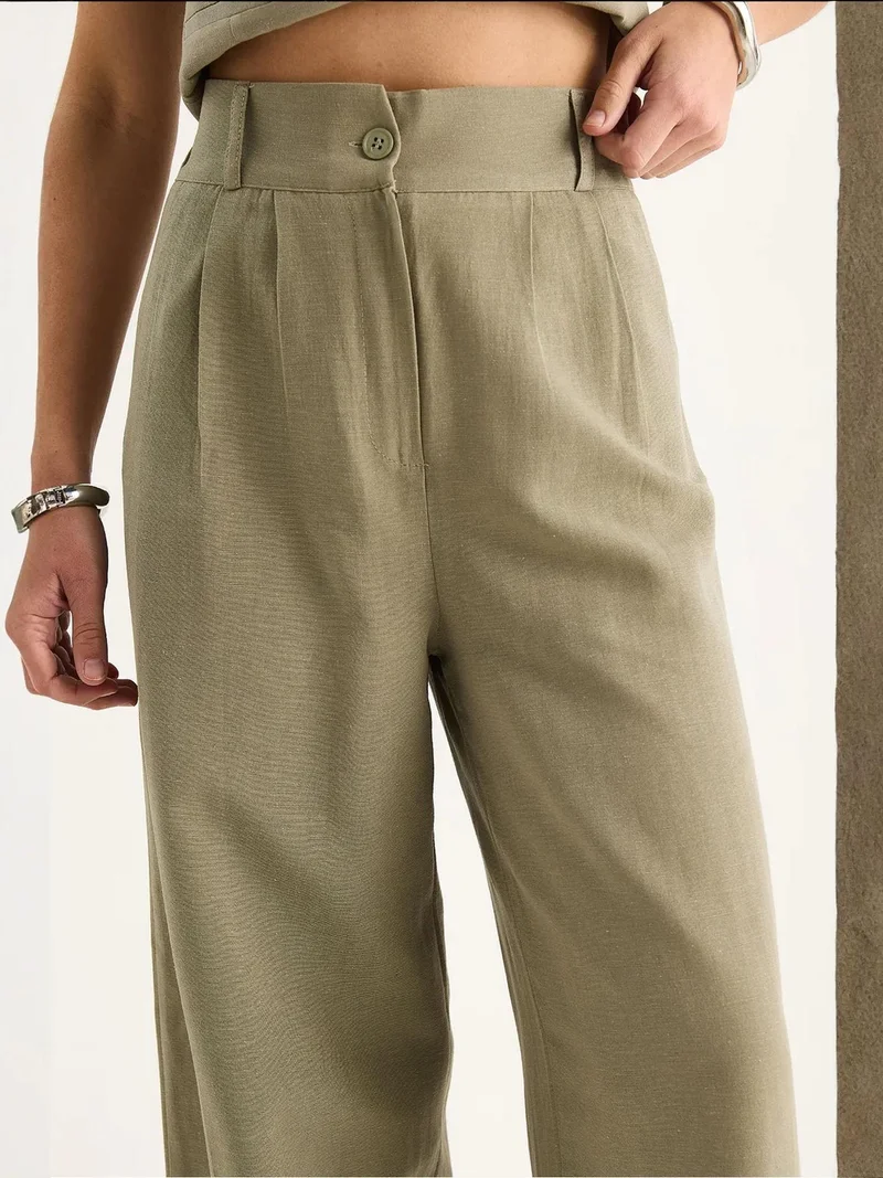 Bianco Lucci LUCCI V-neck Vest and Wide Leg Pants Two-Piece Coord Set