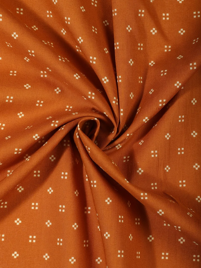 أيه كيه إس Ochre Orange Geometric Buti Cotton Fabric