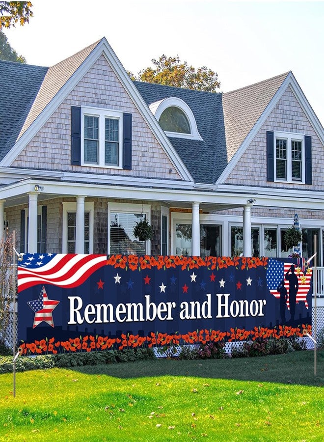 FHGG Memorial Day Decorations Backdrops Remember and Honor Thank You Veterans Banner Patriotic Independence Day Decor 4th of July Party Decoration and Supplies Home School Office Outdoor Flags - Image 2