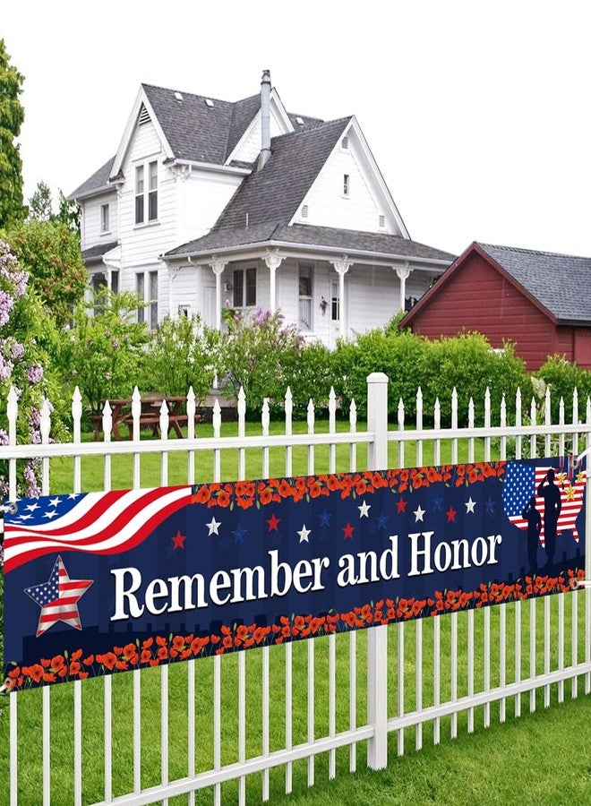 FHGG Memorial Day Decorations Backdrops Remember and Honor Thank You Veterans Banner Patriotic Independence Day Decor 4th of July Party Decoration and Supplies Home School Office Outdoor Flags - Image 1