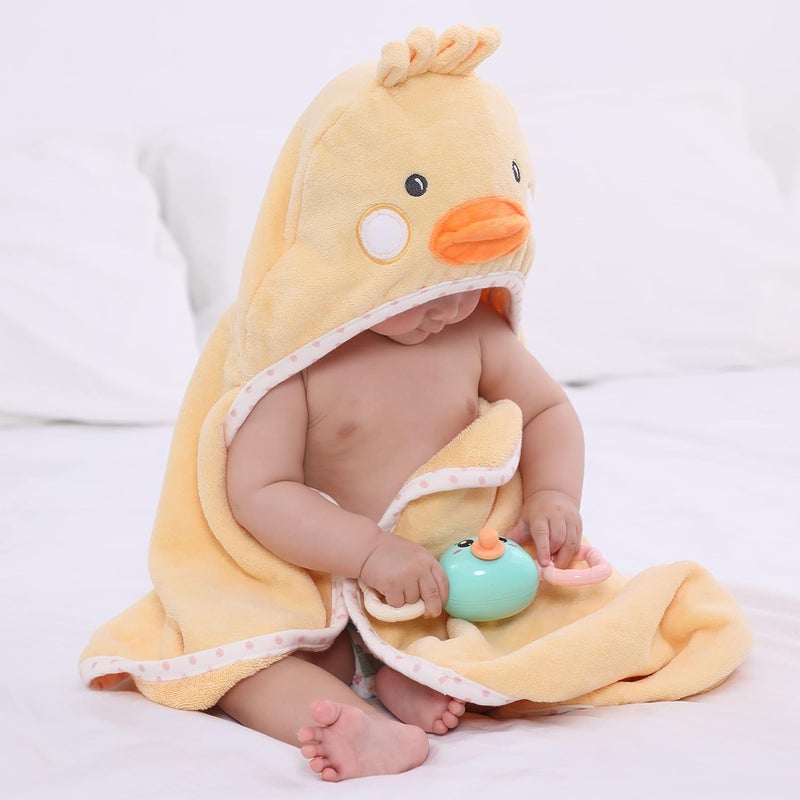 TBEZY Baby Hooded Towel with Unique Animal Design Ultra Soft Thick Cotton Bath Towel for Newborn (Chick) - Image 4