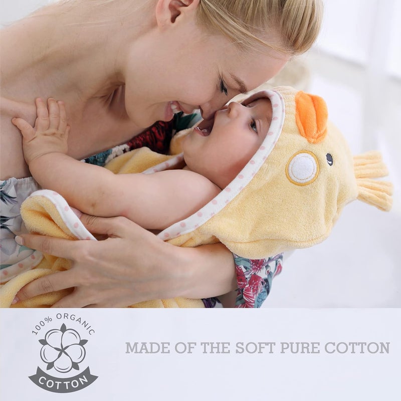 TBEZY Baby Hooded Towel with Unique Animal Design Ultra Soft Thick Cotton Bath Towel for Newborn (Chick) - Image 3
