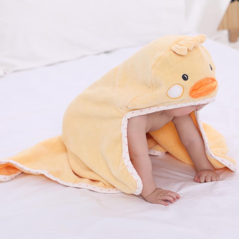 TBEZY Baby Hooded Towel with Unique Animal Design Ultra Soft Thick Cotton Bath Towel for Newborn (Chick) - Image 5