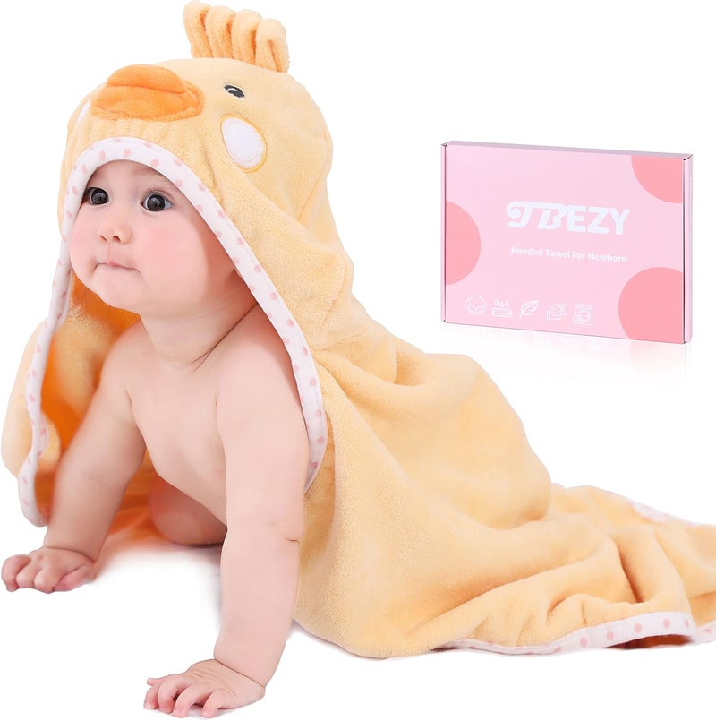TBEZY Baby Hooded Towel with Unique Animal Design Ultra Soft Thick Cotton Bath Towel for Newborn (Chick) - Image 1
