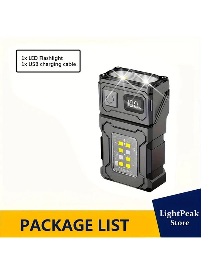 1pc USB Rechargeable LED Flashlight 7 Modes Rotatable Head COB Work Light Magnet Base - Image 1