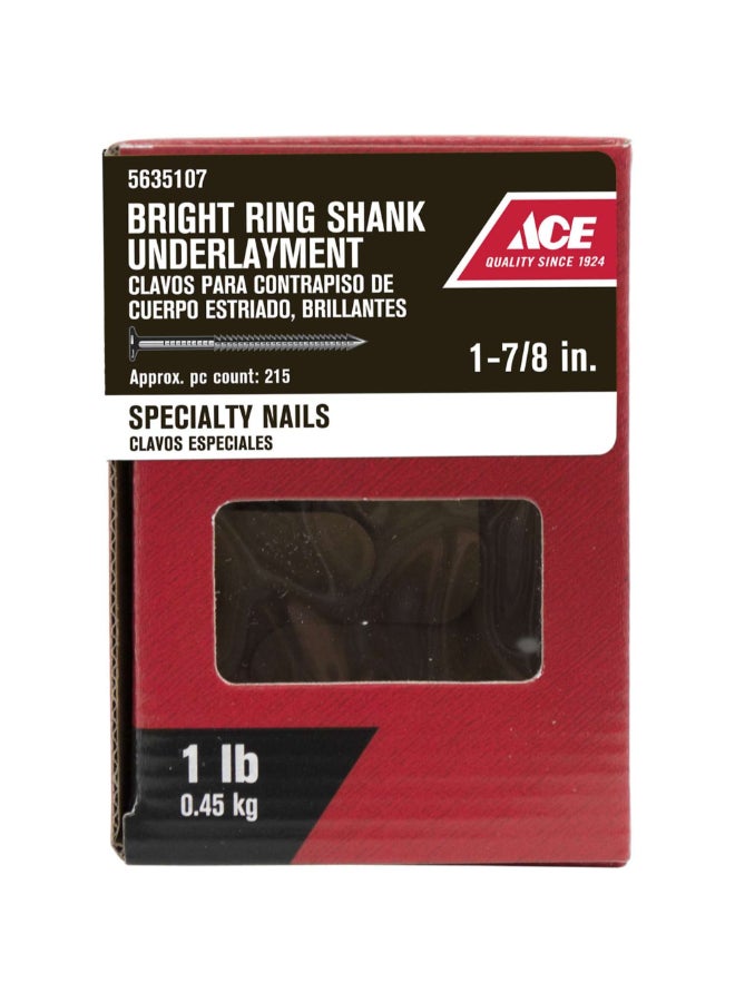 ACE Bright Ring Shank Underlayment Specialty Nails Silver 1-7/8 Inch ACE5635107 - Image 1
