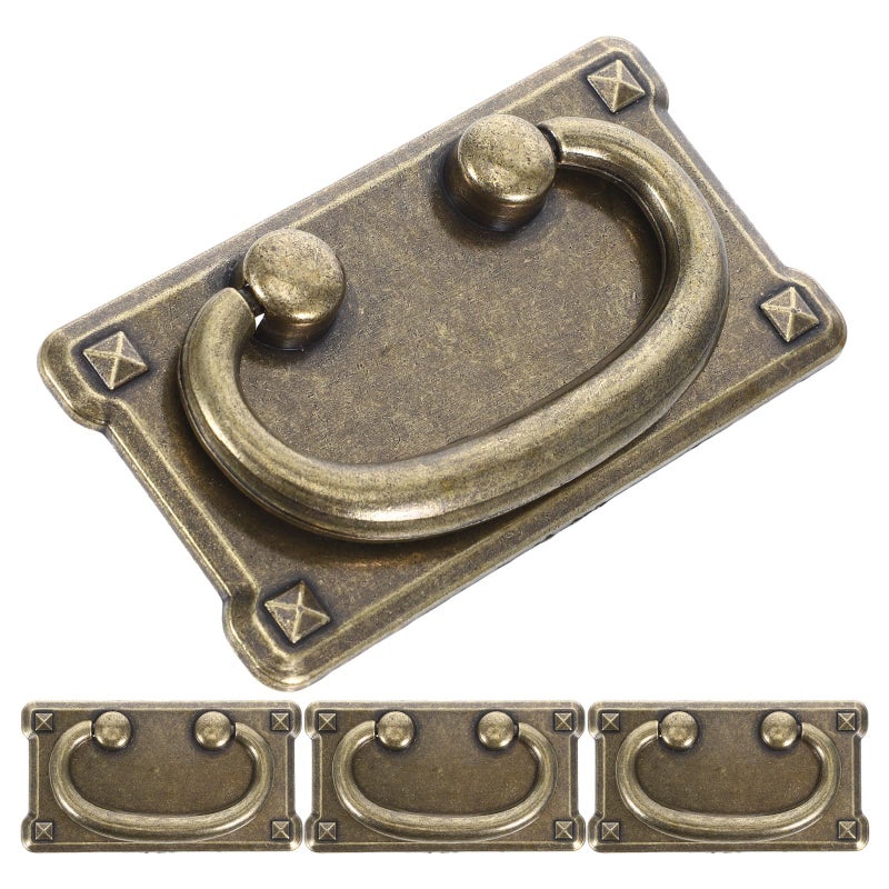 Antique Brass Cabinet Pulls 4 Pack Small Drawer Handles Vintage Wardrobe Furniture Knobs - Image 2
