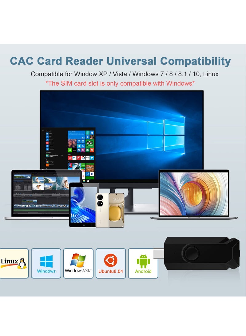 Zikra Type-C SIM Reader for Mobile Phones, ID Card Reader Smart Card Reader for Contact Chip, Micro SD+SD Card Reader, CAC Reader for Bank/ CAC/ IC/ Health/ Credit Card, Drive-free for Windows Android - Image 3