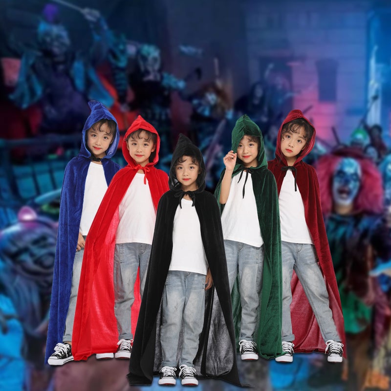Halloween Hooded Cloak M Size High-Quality Soft Velvet - Easy On-off Self-tie Strap Halloween Cloak for Halloween Parties Role Play Family Fun - Image 5