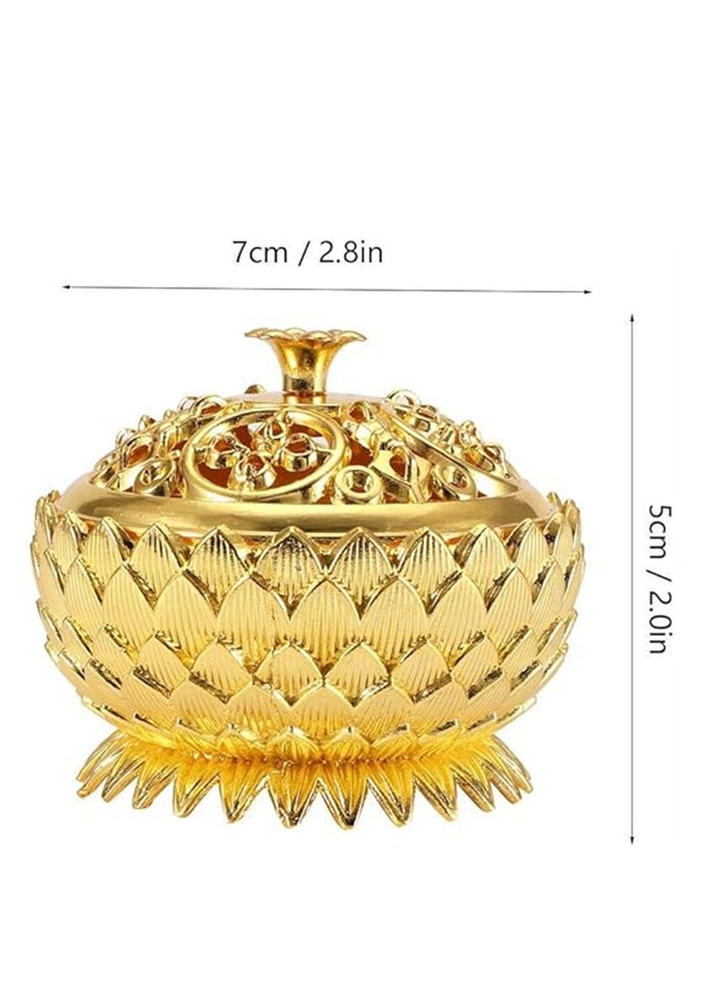SYOSI - Lotus Incense Burner Holder, Incense Chinese Style Incense Cone Holder with Lid, Antique Zinc Insence Burner Bowl Incense Stick Holder for Stick, Cone, Coil Incense, 1 Pcs - Image 1