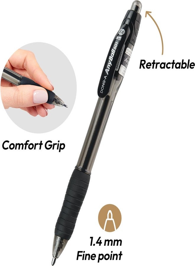 دونغ-أيه أقلام حبر جاف قابلة للسحب من دونغ-أيه أنيبول، قلم حبر جاف برأس عريض 1.4 مم، 12 قلمًا / عبوة واحدة - أسود، 12 قلمًا (عبوة من 1) - Image 5