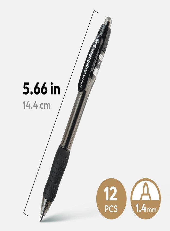 دونغ-أيه أقلام حبر جاف قابلة للسحب من دونغ-أيه أنيبول، قلم حبر جاف برأس عريض 1.4 مم، 12 قلمًا / عبوة واحدة - أسود، 12 قلمًا (عبوة من 1) - Image 4