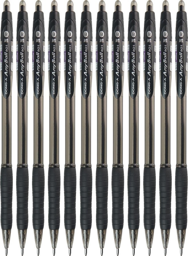 دونغ-أيه أقلام حبر جاف قابلة للسحب من دونغ-أيه أنيبول، قلم حبر جاف برأس عريض 1.4 مم، 12 قلمًا / عبوة واحدة - أسود، 12 قلمًا (عبوة من 1) - Image 2