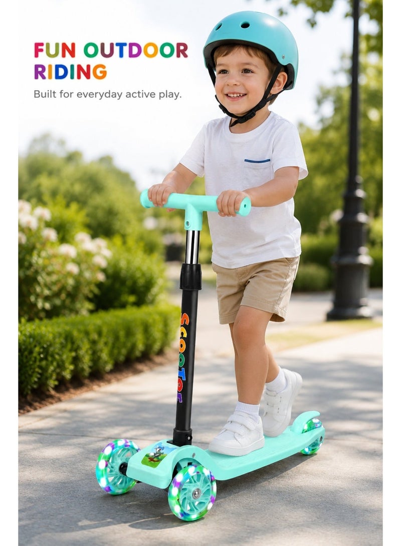 DAT 3-Wheel Kids Scooter for Boys & Girls – LED Light-Up Wheels, Lean-to-Steer, Adjustable Height, Rear Brake, Ages 3-8, Turquoise - Image 5